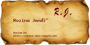 Rozina Jenő névjegykártya